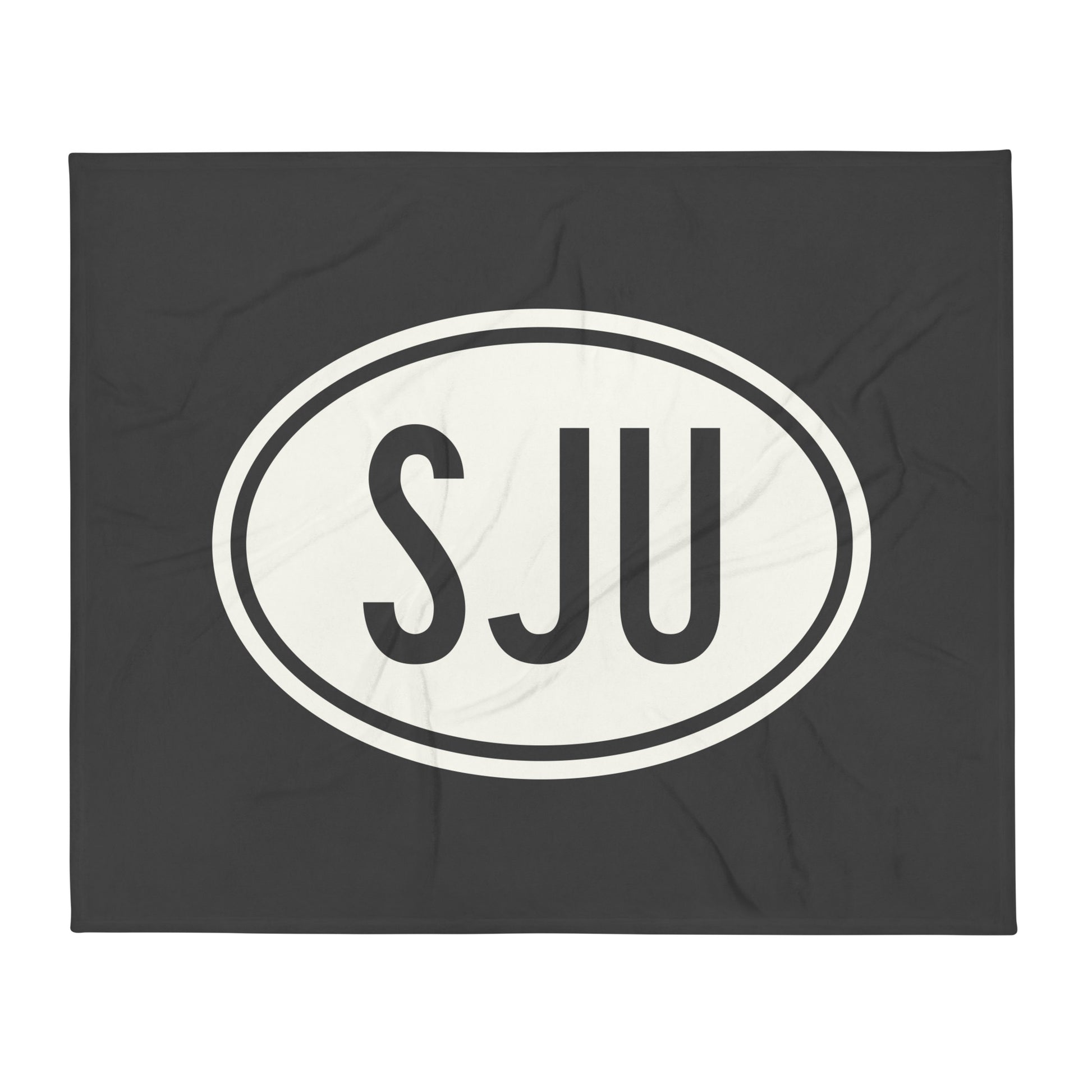 Unique Travel Gift Throw Blanket - White Oval • SJU San Juan Souvenir • YHM Designs - Image 01