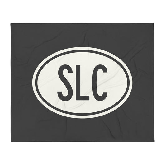 Unique Travel Gift Throw Blanket - White Oval • SLC Salt Lake City • YHM Designs - Image 01