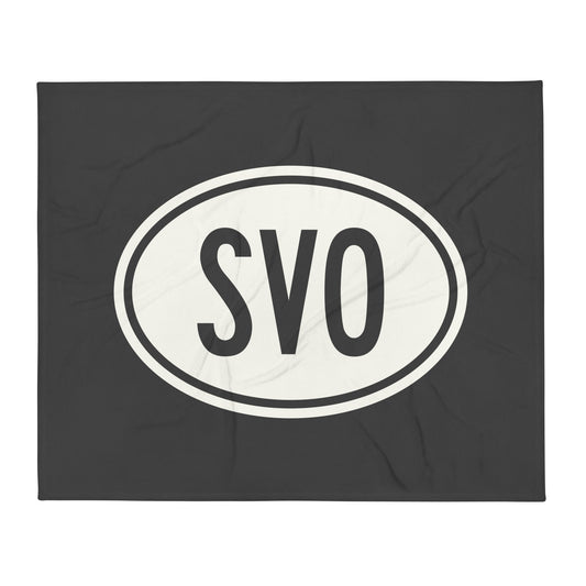 Unique Travel Gift Throw Blanket - White Oval • SVO Moscow Souvenir • YHM Designs - Image 01