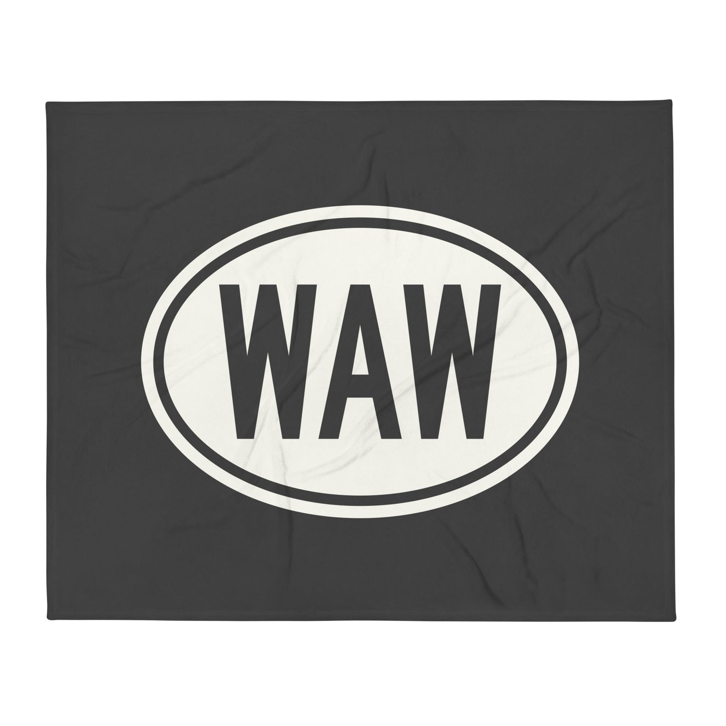 Unique Travel Gift Throw Blanket - White Oval • WAW Warsaw Souvenir • YHM Designs - Image 01