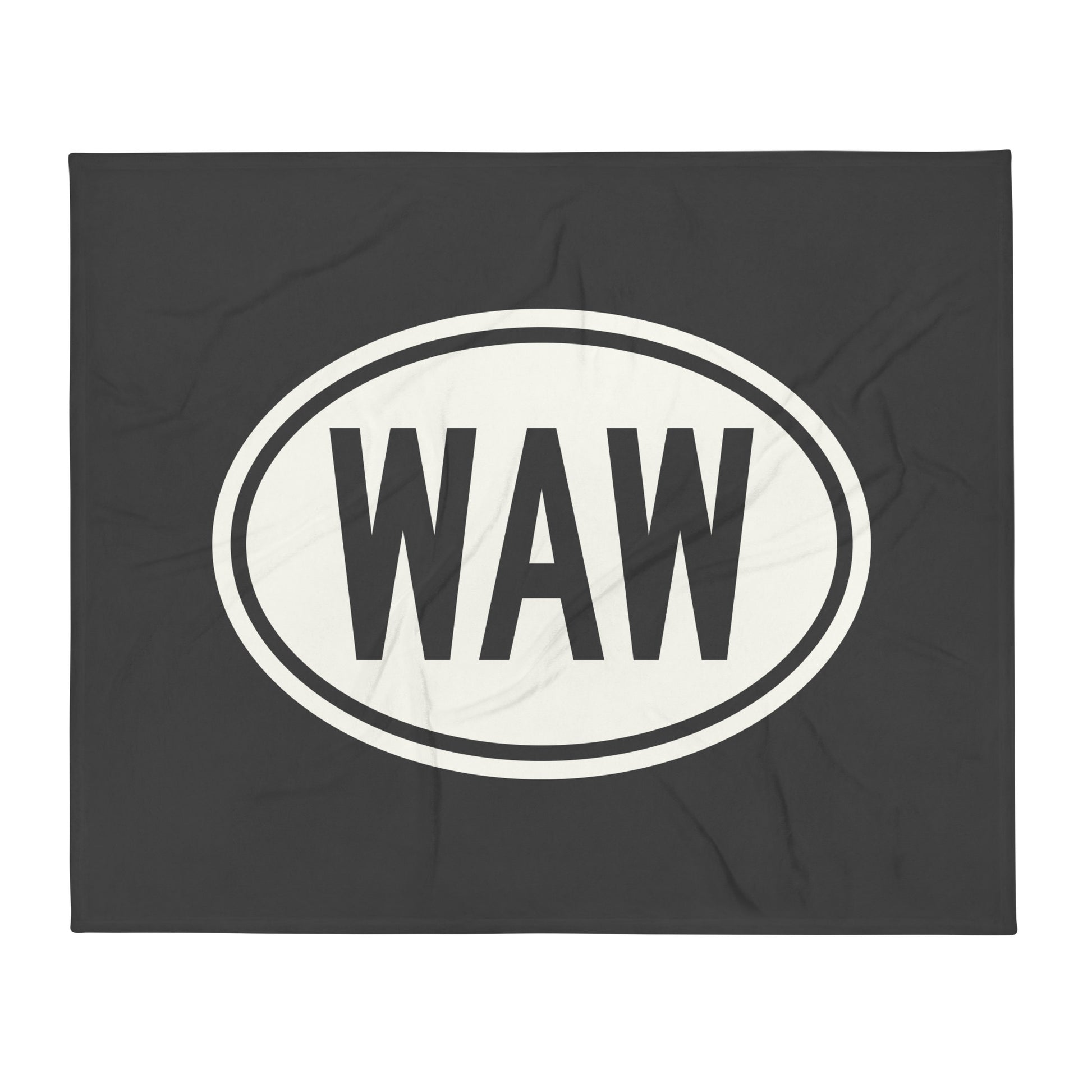 Unique Travel Gift Throw Blanket - White Oval • WAW Warsaw Souvenir • YHM Designs - Image 01