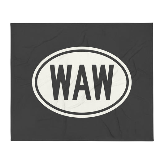 Unique Travel Gift Throw Blanket - White Oval • WAW Warsaw Souvenir • YHM Designs - Image 01