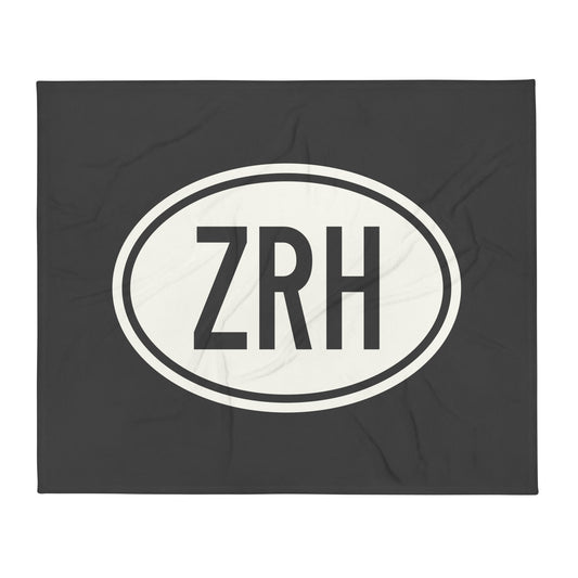 Unique Travel Gift Throw Blanket - White Oval • ZRH Zurich • YHM Designs - Image 01