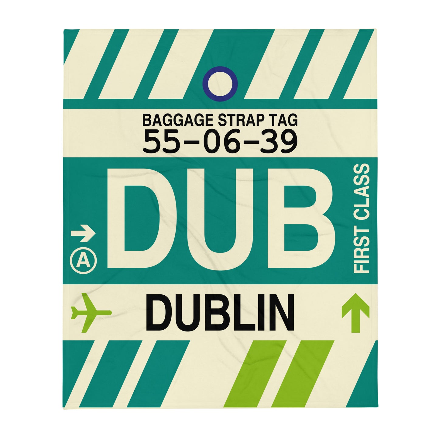 DUB Dublin Throw Blanket • Jet Age Baggage Tag Design • YHM Designs - Image 01