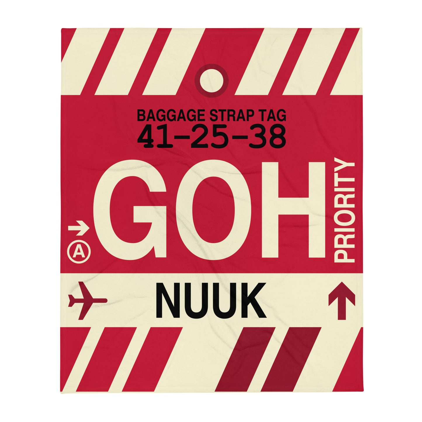 GOH Nuuk Throw Blanket • Jet Age Baggage Tag Design • YHM Designs - Image 01
