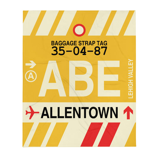 ABE Allentown Throw Blanket • Jet Age Baggage Tag Design • YHM Designs - Image 01