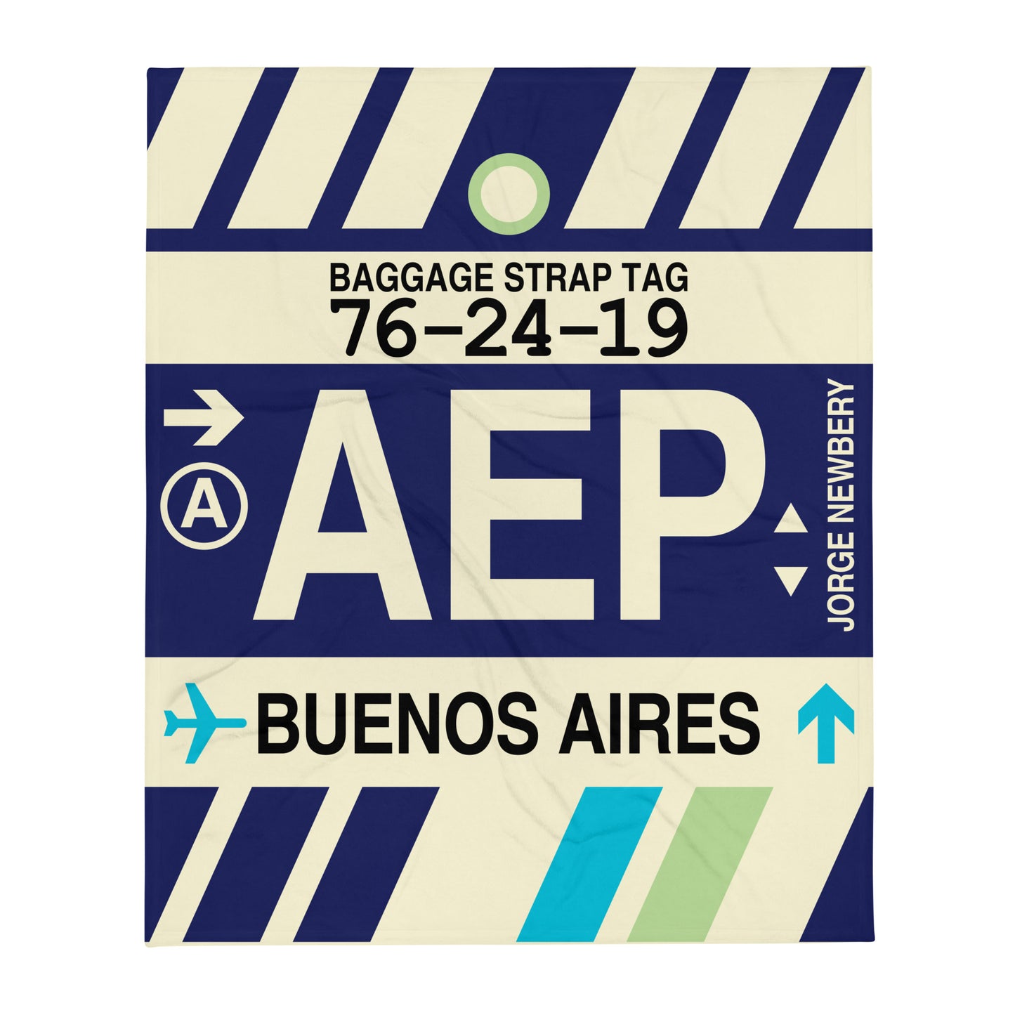 AEP Buenos Aires Throw Blanket • Jet Age Baggage Tag Design • YHM Designs - Image 01