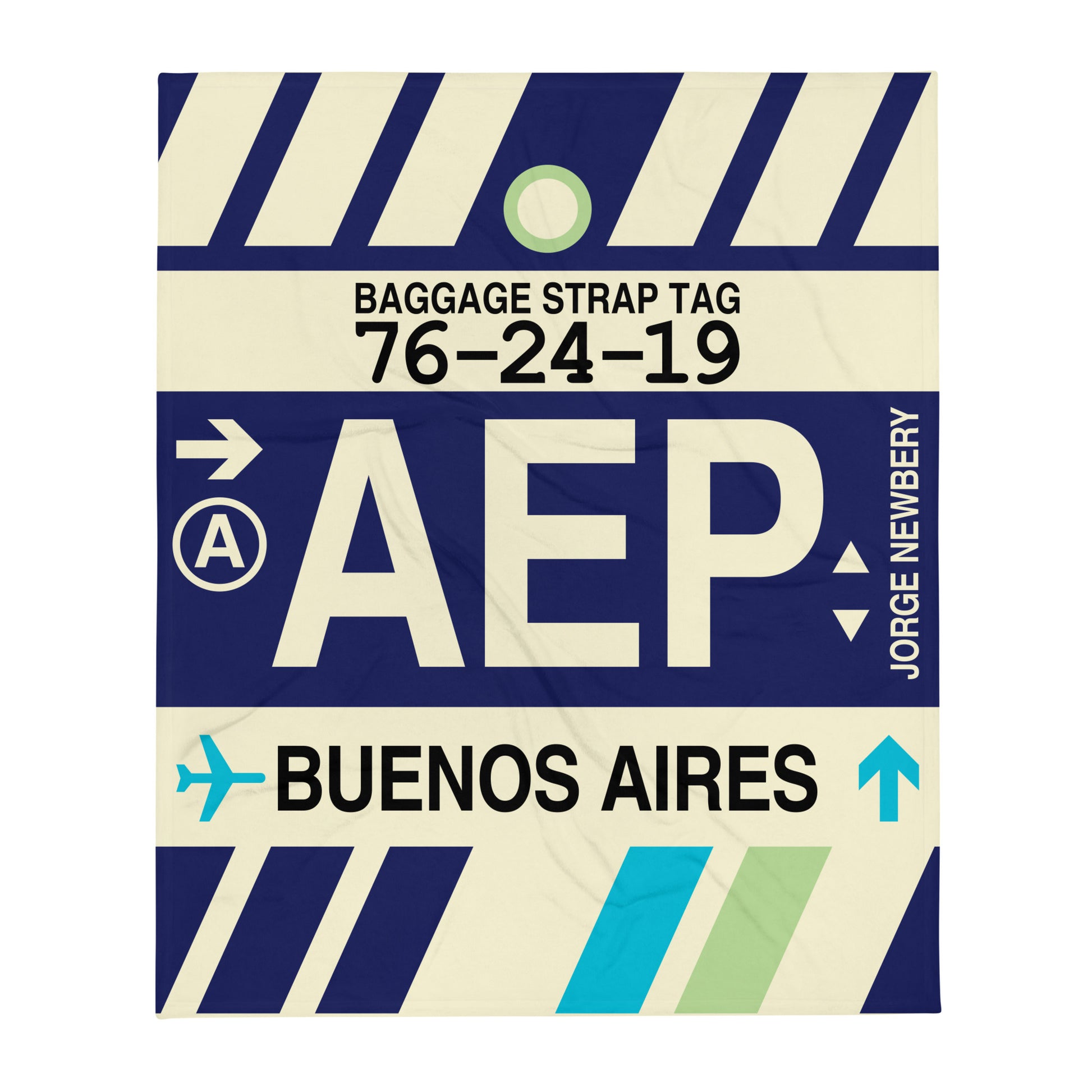 AEP Buenos Aires Throw Blanket • Jet Age Baggage Tag Design • YHM Designs - Image 01