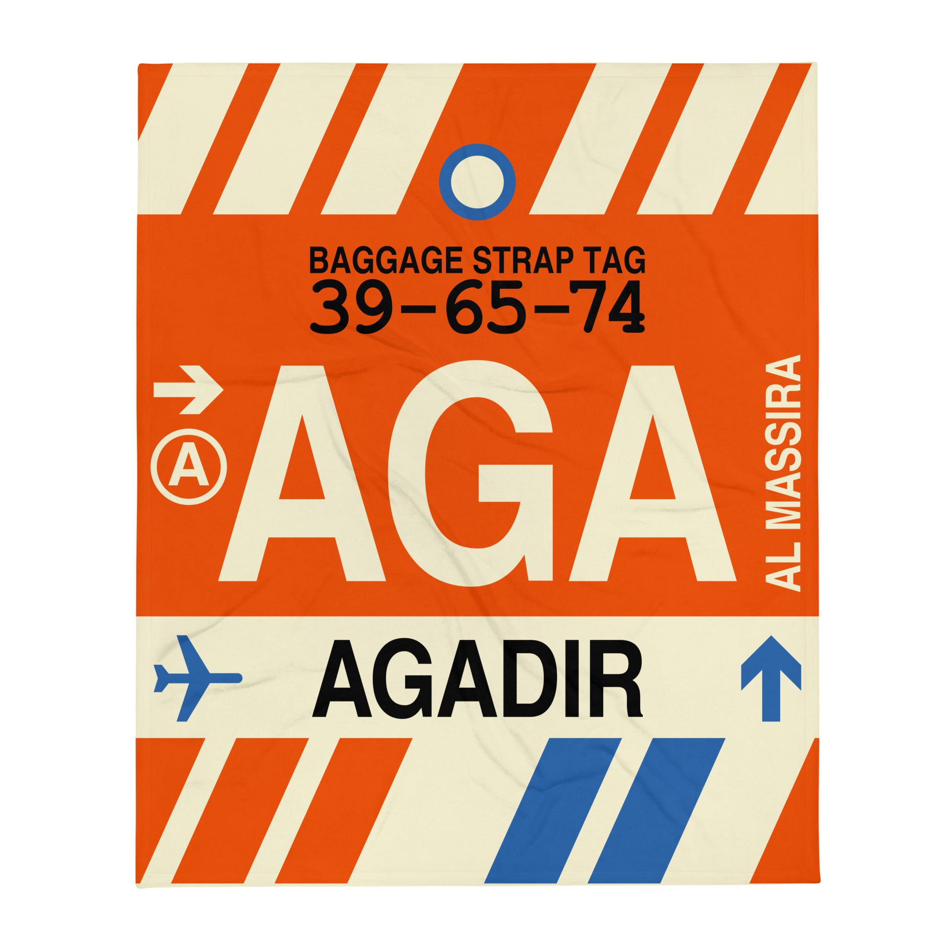 AGA Agadir Throw Blanket • Jet Age Baggage Tag Design • YHM Designs - Image 01