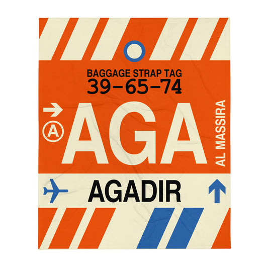 AGA Agadir Throw Blanket • Jet Age Baggage Tag Design • YHM Designs - Image 01