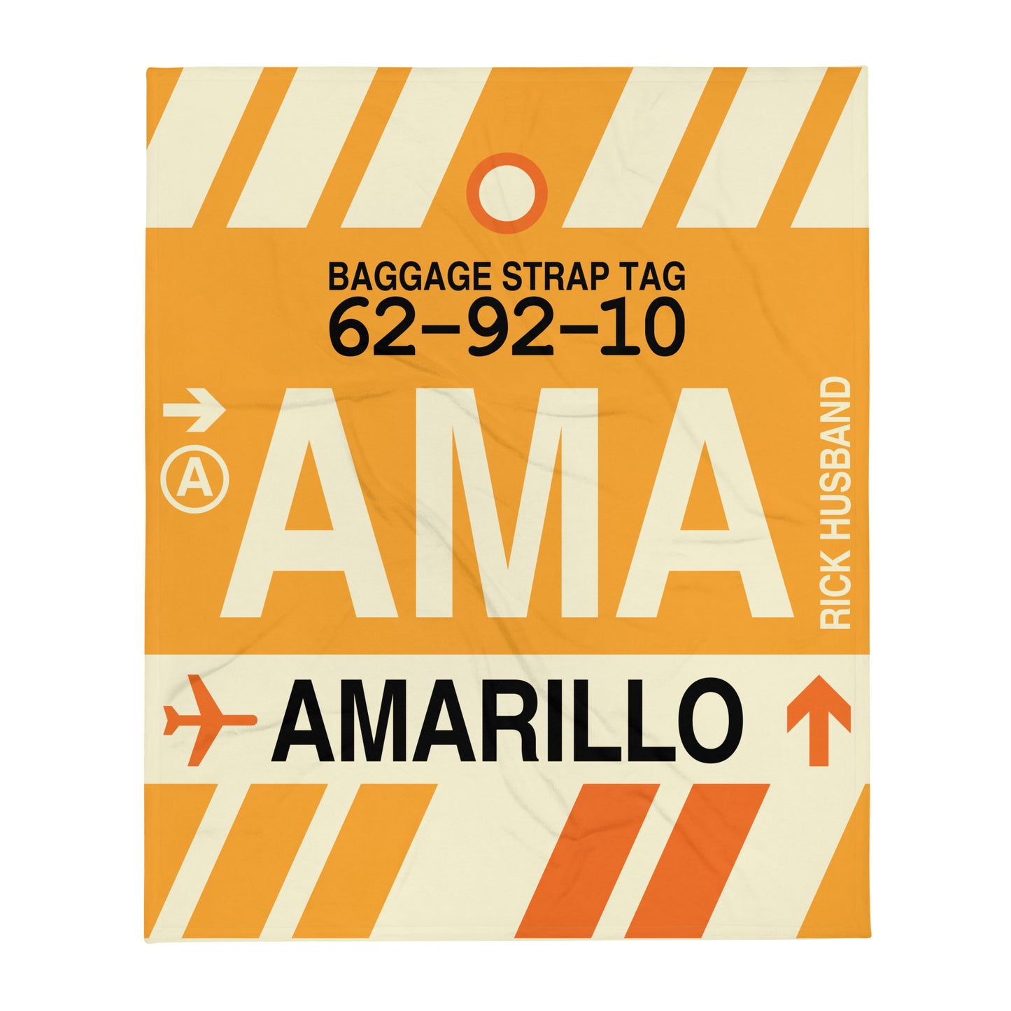 AMA Amarillo Throw Blanket • Jet Age Baggage Tag Design • YHM Designs - Image 01