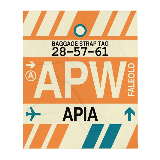 APW Apia Throw Blanket • Jet Age Baggage Tag Design • YHM Designs - Image 01