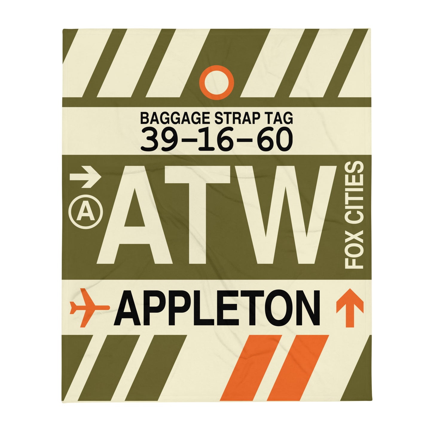 ATW Appleton Throw Blanket • Jet Age Baggage Tag Design • YHM Designs - Image 01