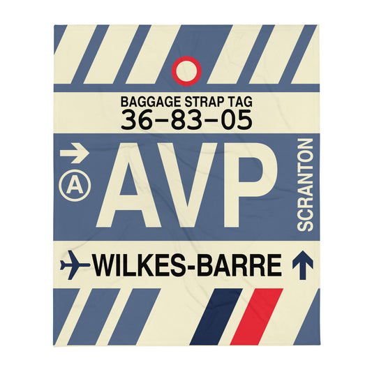 AVP Wilkes-Barre Scranton Throw Blanket • Jet Age Baggage Tag Design • YHM Designs - Image 01
