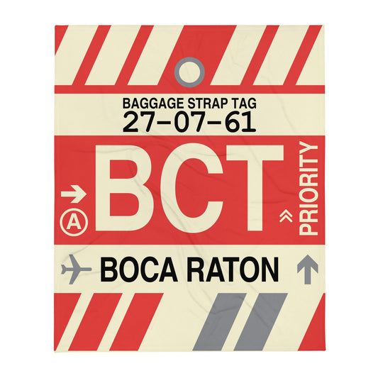 BCT Boca Raton Throw Blanket • Jet Age Baggage Tag Design • YHM Designs - Image 01