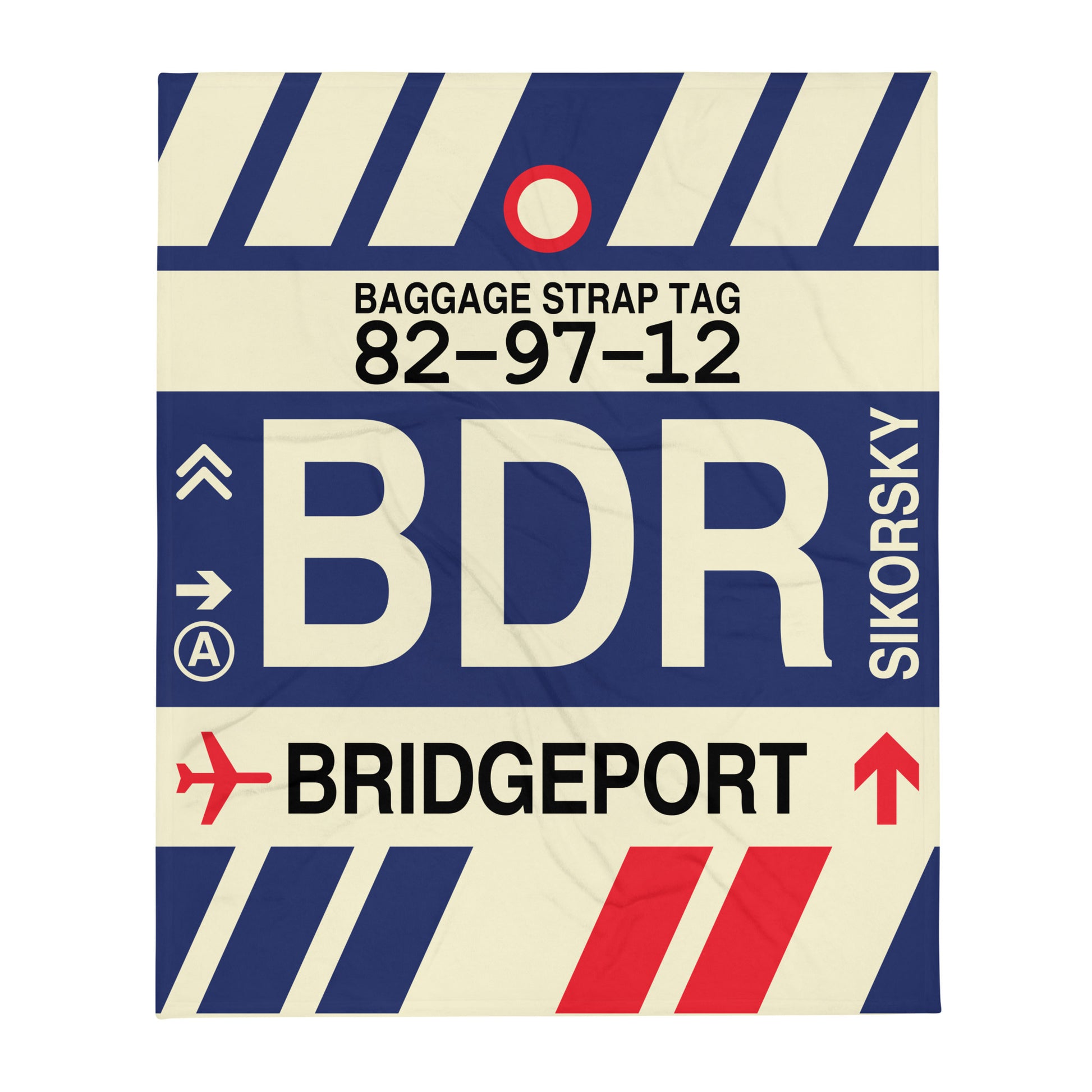 BDR Bridgeport Throw Blanket • Jet Age Baggage Tag Design • YHM Designs - Image 01