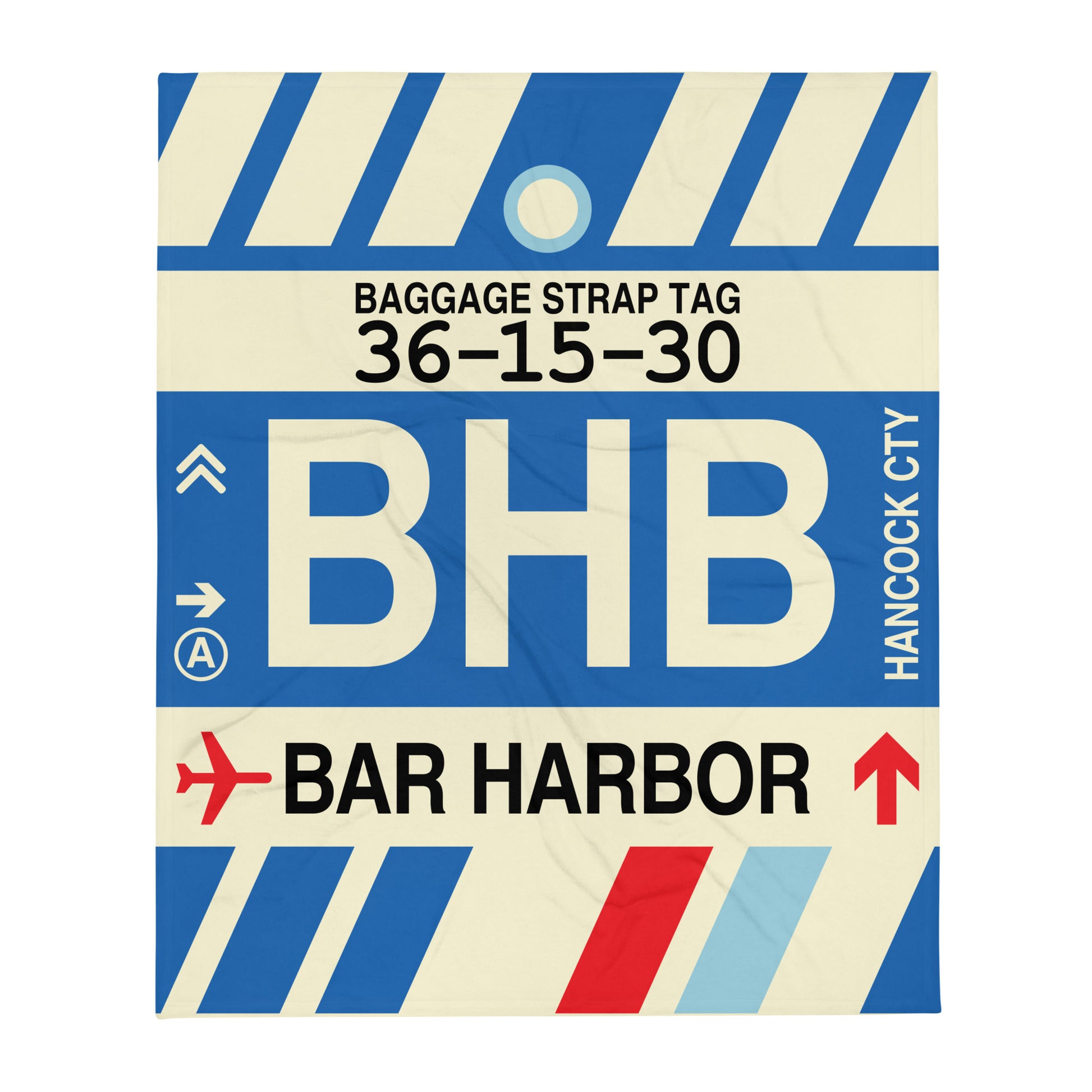 BHB Bar Harbor Throw Blanket • Jet Age Baggage Tag Design • YHM Designs - Image 01