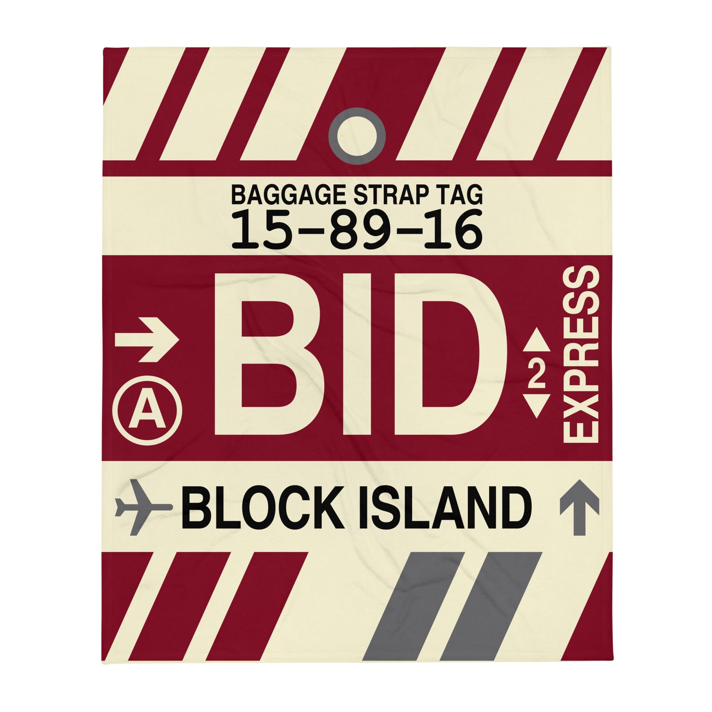 BID Block Island Throw Blanket • Jet Age Baggage Tag Design • YHM Designs - Image 01