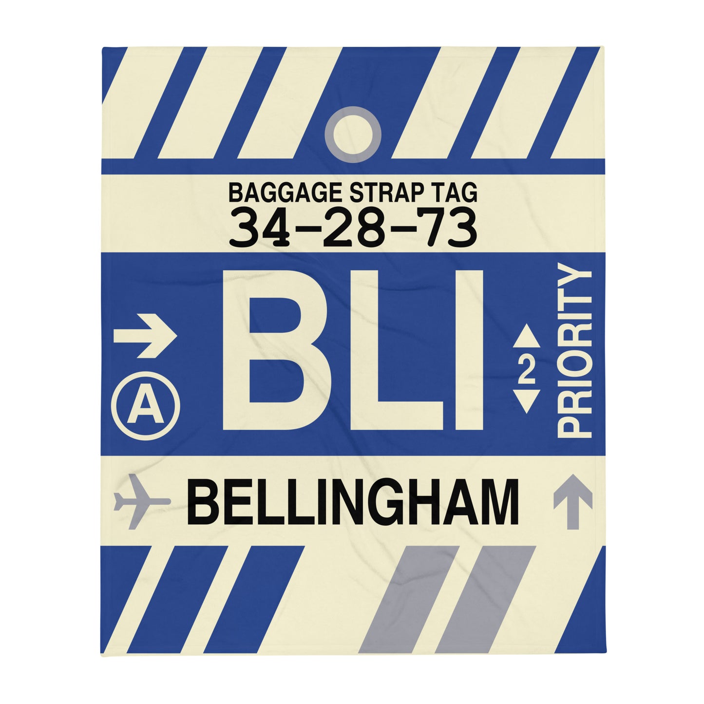 BLI Bellingham Throw Blanket • Jet Age Baggage Tag Design • YHM Designs - Image 01