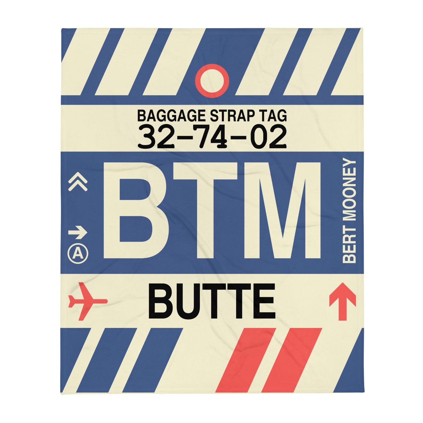 BTM Butte Throw Blanket • Jet Age Baggage Tag Design • YHM Designs - Image 01