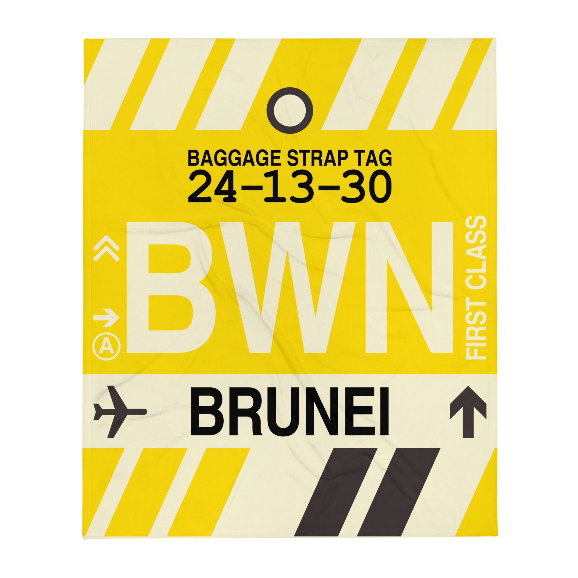 BWN Brunei Throw Blanket • Jet Age Baggage Tag Design • YHM Designs - Image 01