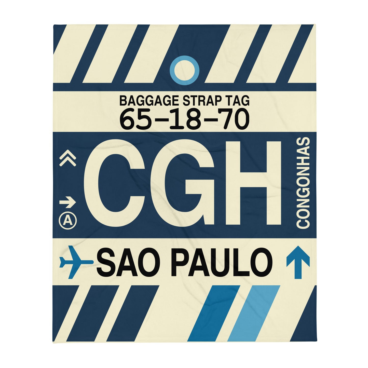 CGH Sao Paulo Throw Blanket • Jet Age Baggage Tag Design • YHM Designs - Image 01