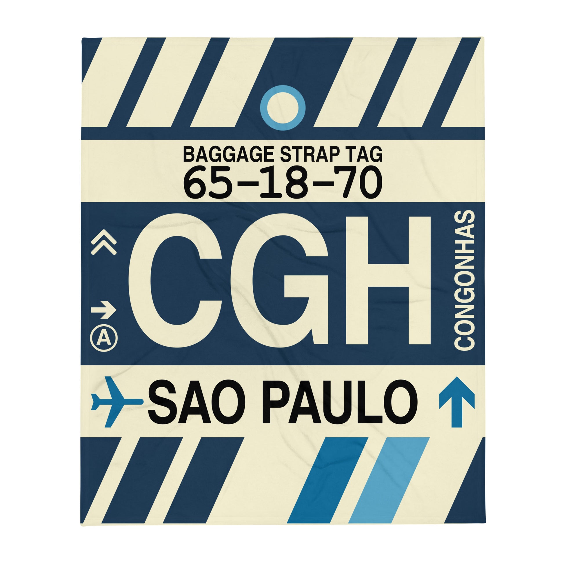 CGH Sao Paulo Throw Blanket • Jet Age Baggage Tag Design • YHM Designs - Image 01