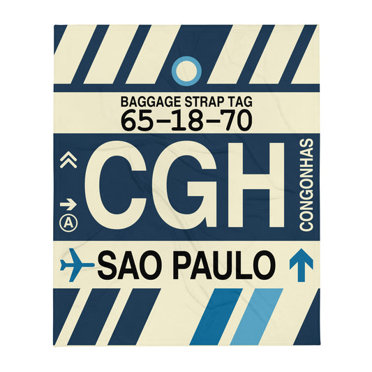 CGH Sao Paulo Throw Blanket • Jet Age Baggage Tag Design • YHM Designs - Image 01