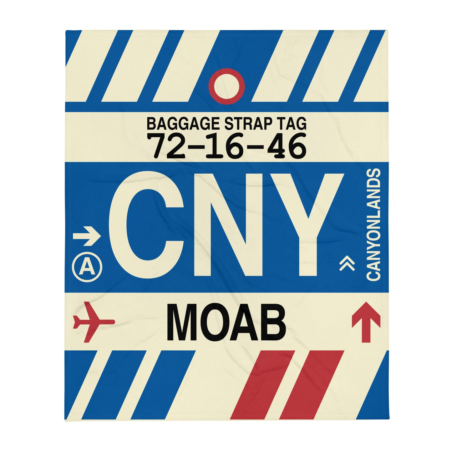CNY Moab Throw Blanket • Jet Age Baggage Tag Design • YHM Designs - Image 01