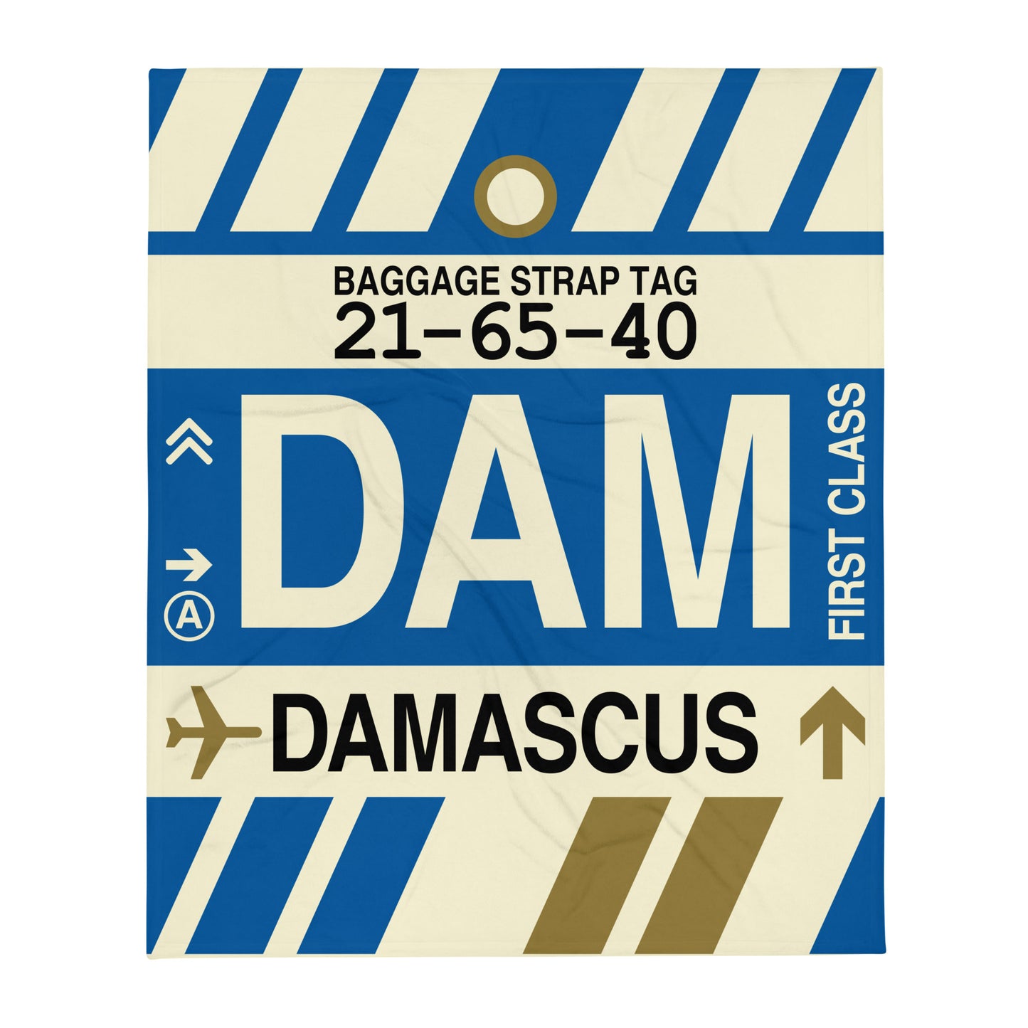 DAM Damascus Throw Blanket • Jet Age Baggage Tag Design • YHM Designs - Image 01