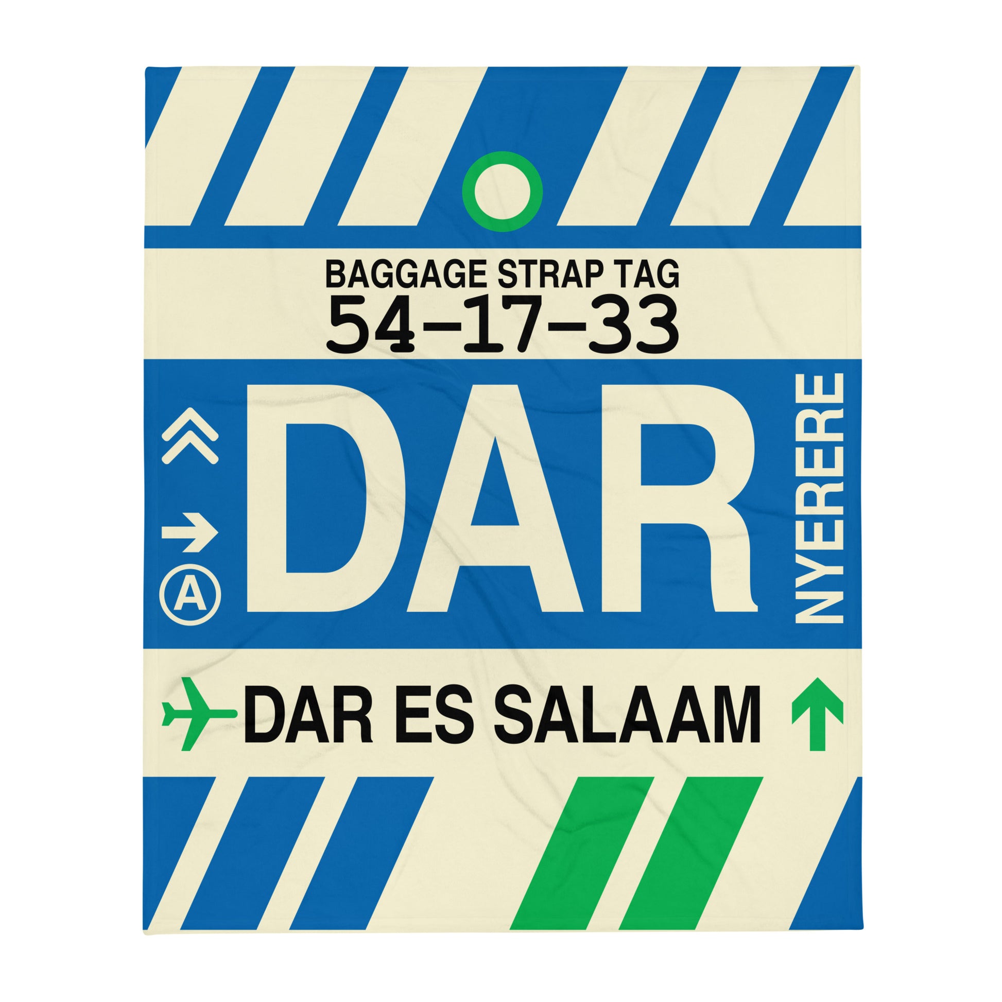 DAR Dar es Salaam Throw Blanket • Jet Age Baggage Tag Design • YHM Designs - Image 01