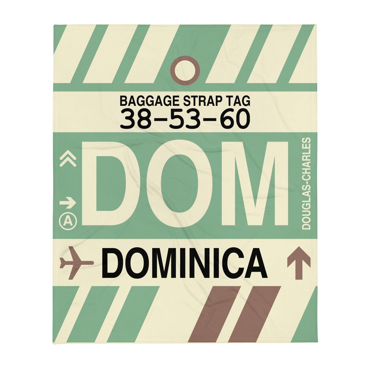 DOM Dominica Throw Blanket • Jet Age Baggage Tag Design • YHM Designs - Image 01