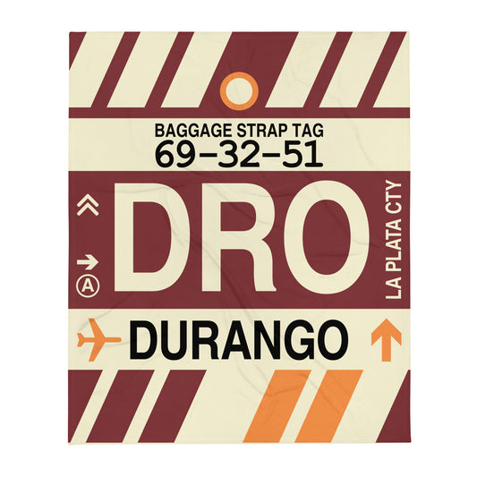 DRO Durango Throw Blanket • Jet Age Baggage Tag Design • YHM Designs - Image 01