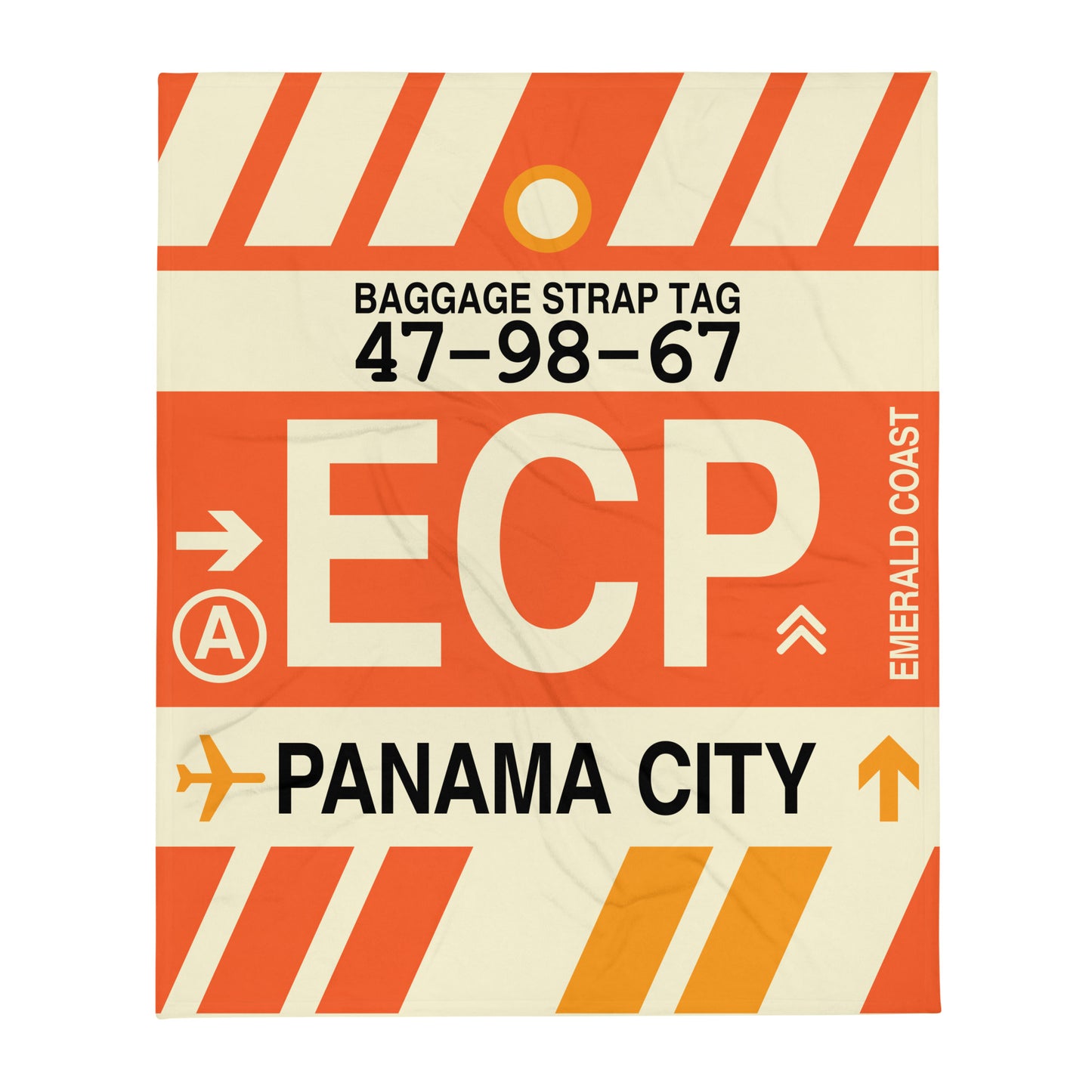 ECP Panama City Throw Blanket • Jet Age Baggage Tag Design • YHM Designs - Image 01