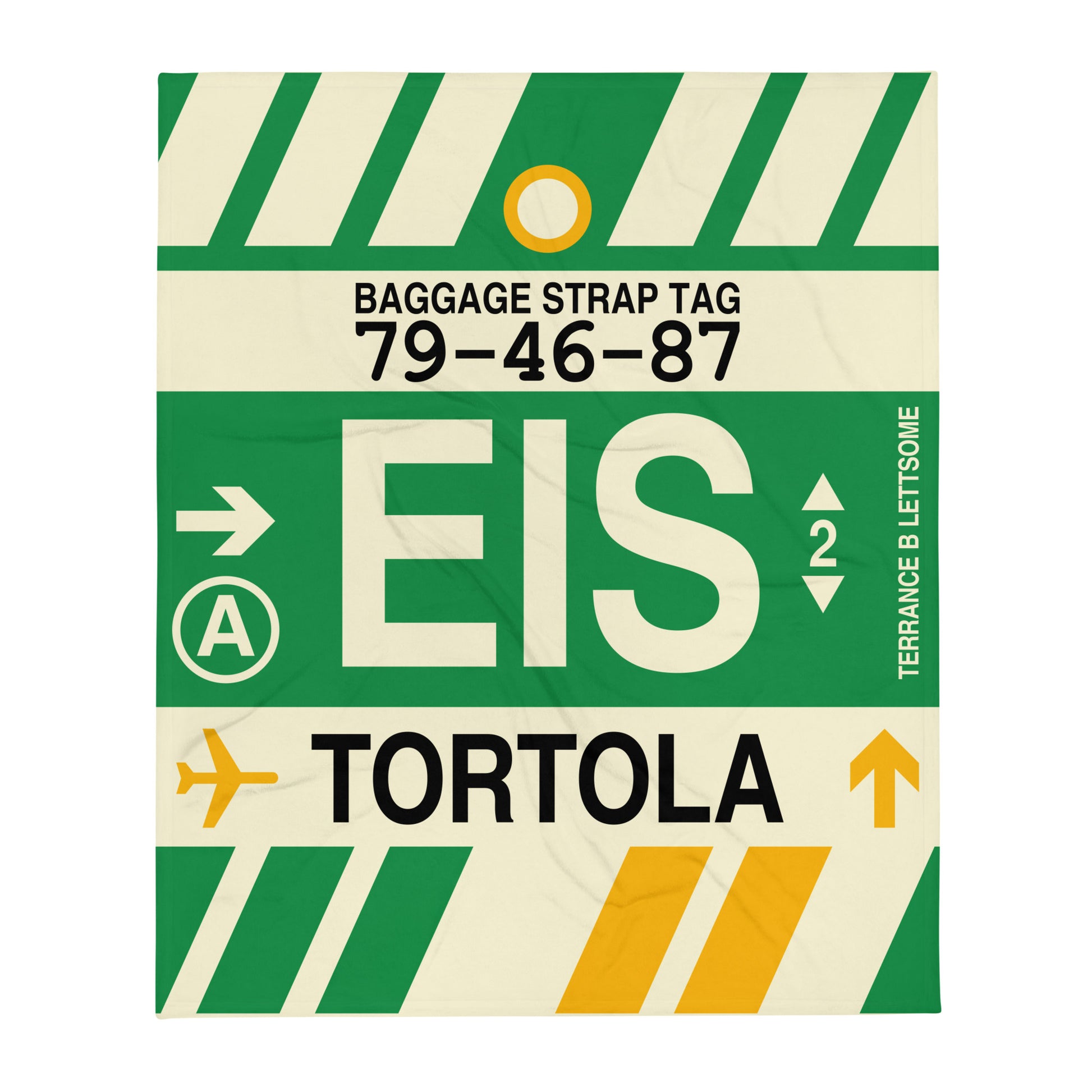 EIS Tortola Throw Blanket • Jet Age Baggage Tag Design • YHM Designs - Image 01