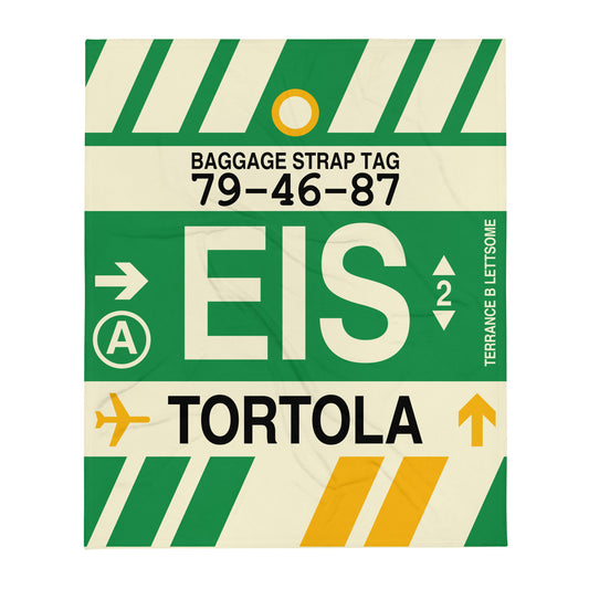 EIS Tortola Throw Blanket • Jet Age Baggage Tag Design • YHM Designs - Image 01