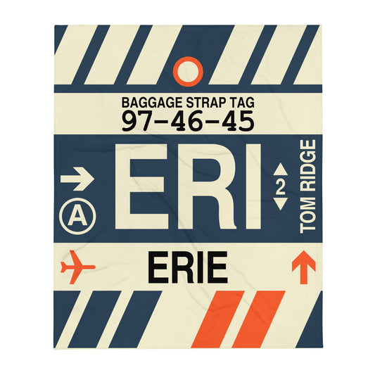 ERI Erie Throw Blanket • Jet Age Baggage Tag Design • YHM Designs - Image 01