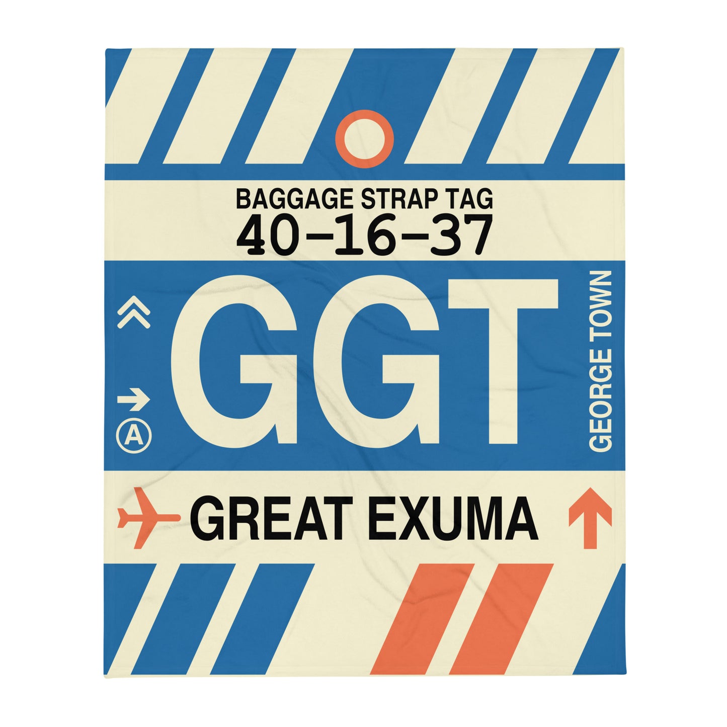 GGT Great Exuma Throw Blanket • Jet Age Baggage Tag Design • YHM Designs - Image 01