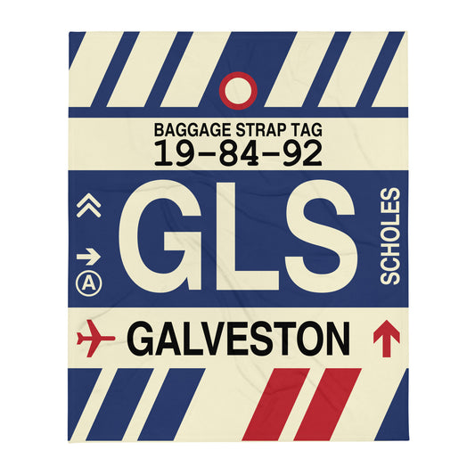 GLS Galveston Throw Blanket • Jet Age Baggage Tag Design • YHM Designs - Image 01