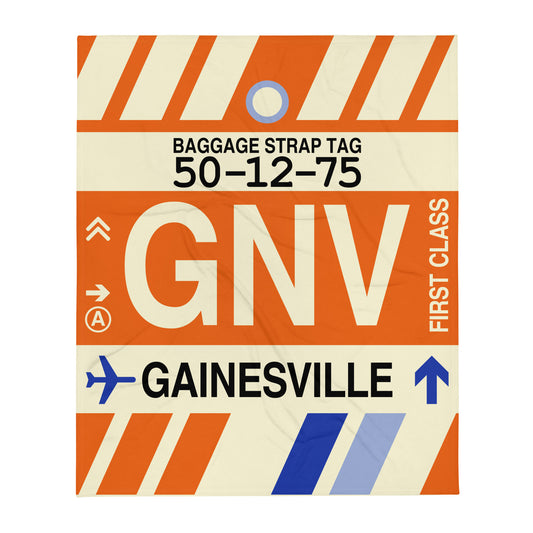 GNV Gainesville Throw Blanket • Jet Age Baggage Tag Design • YHM Designs - Image 01