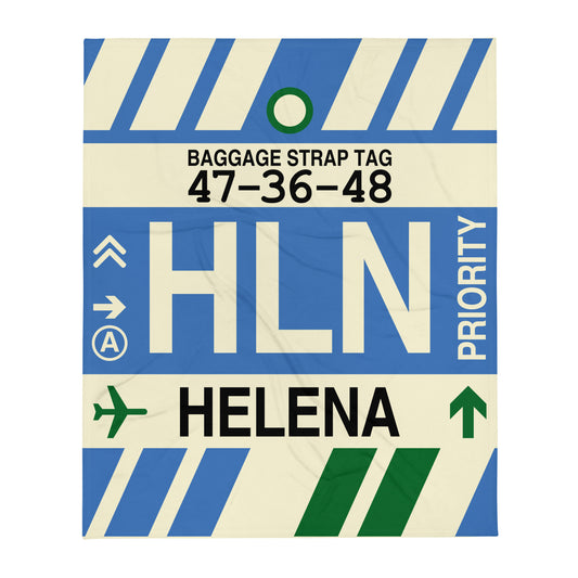 HLN Helena Throw Blanket • Jet Age Baggage Tag Design • YHM Designs - Image 01