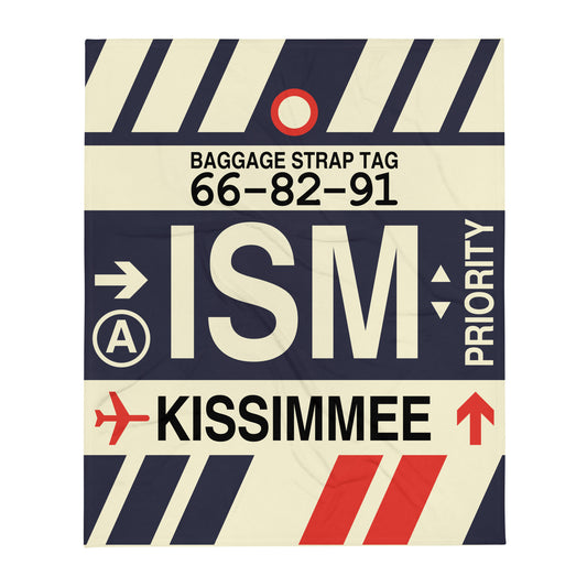 ISM Kissimmee Throw Blanket • Jet Age Baggage Tag Design • YHM Designs - Image 01