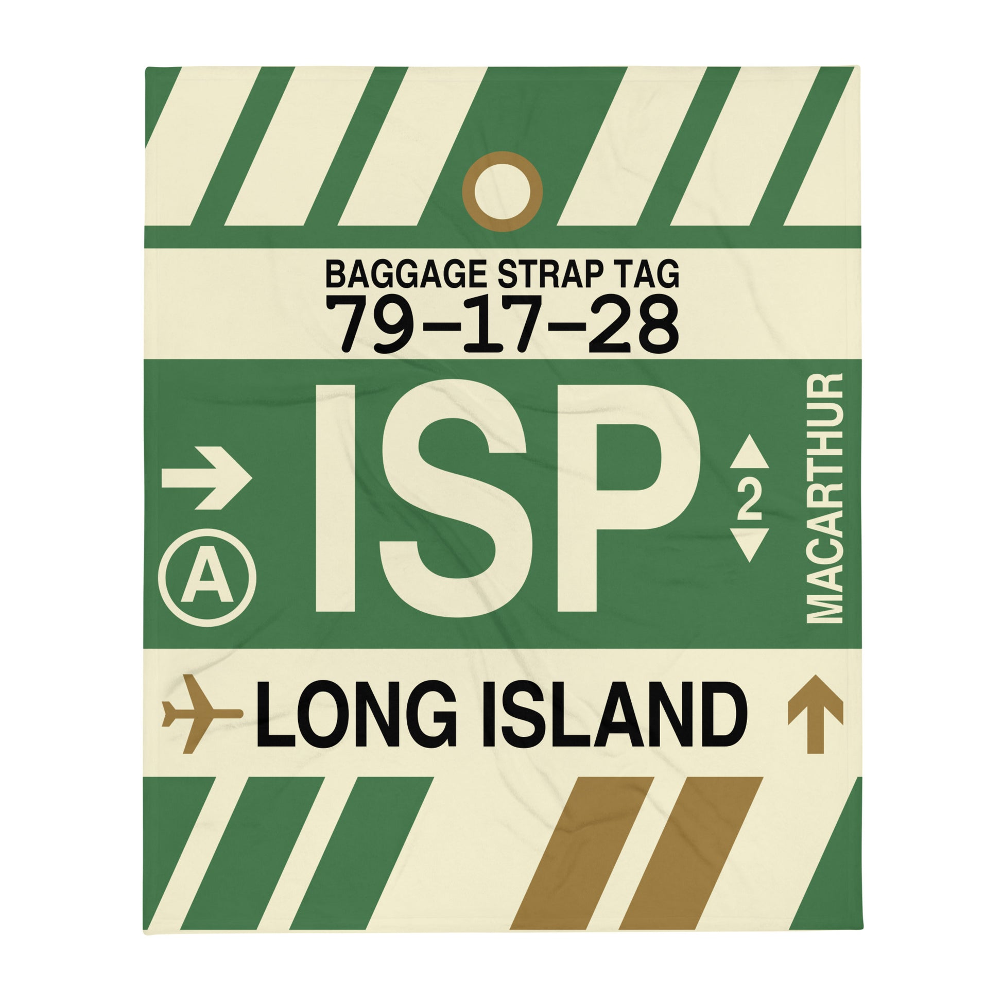 ISP Long Island Throw Blanket • Jet Age Baggage Tag Design • YHM Designs - Image 01