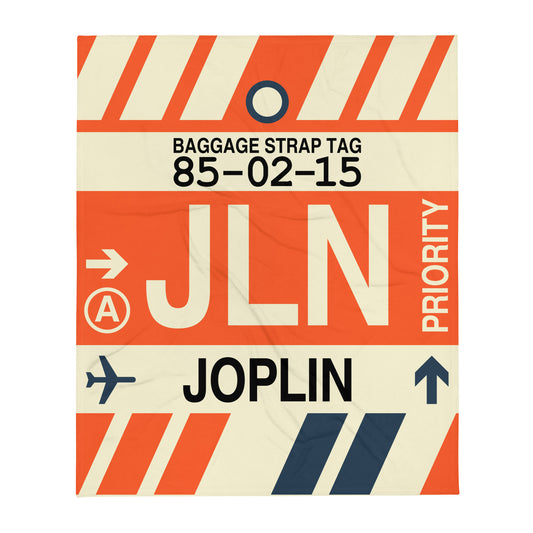 JLN Joplin Throw Blanket • Jet Age Baggage Tag Design • YHM Designs - Image 01
