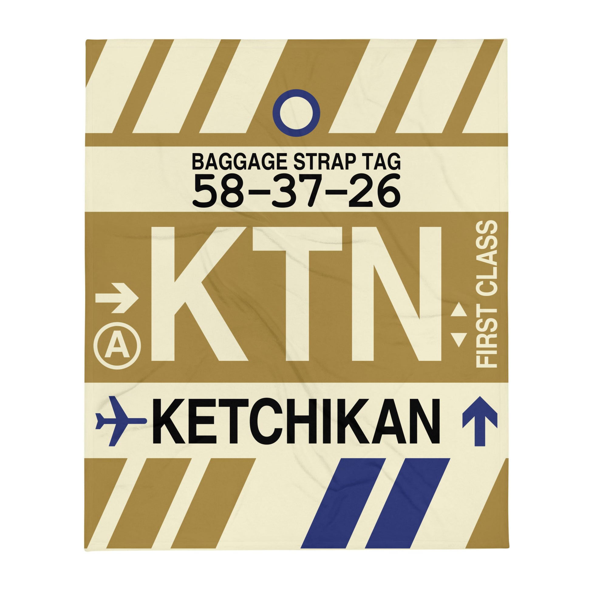 KTN Ketchikan Throw Blanket • Jet Age Baggage Tag Design • YHM Designs - Image 01