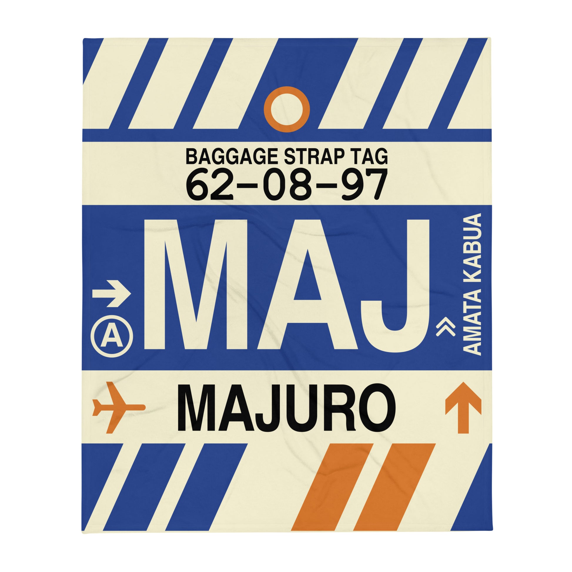 MAJ Majuro Throw Blanket • Jet Age Baggage Tag Design • YHM Designs - Image 01