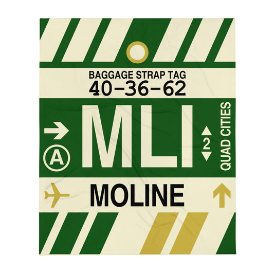 MLI Moline Throw Blanket • Jet Age Baggage Tag Design • YHM Designs - Image 01