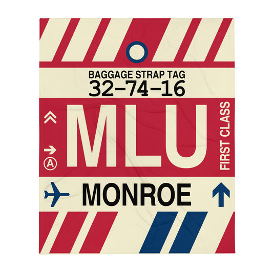 MLU Monroe Throw Blanket • Jet Age Baggage Tag Design • YHM Designs - Image 01