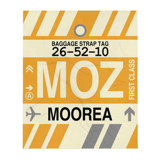 MOZ Moorea Throw Blanket • Jet Age Baggage Tag Design • YHM Designs - Image 01