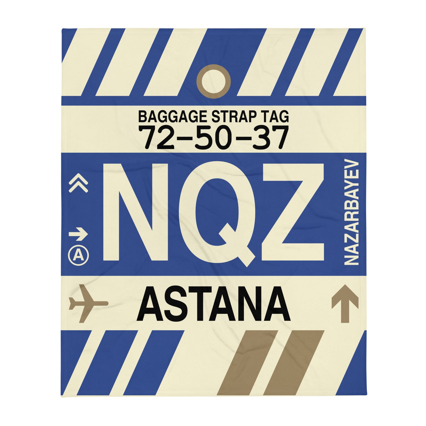 NQZ Astana Throw Blanket • Jet Age Baggage Tag Design • YHM Designs - Image 01